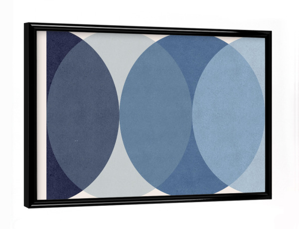 Poster mit schwarzem Rahmen "Kreis Halbkreis - Blau" artboxONE - Abstrakt,Geometrie