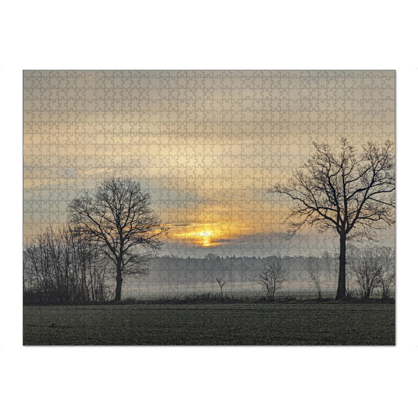 Puzzle Ravensburger "Früh morgens" artboxONE - Natur - Sonnenaufgang,Jahreszeit,Tagesbeginn,Winter,Bäume,Sonne - Bild sonnenaufgang