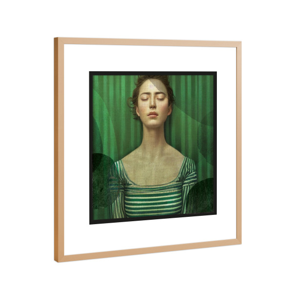 Poster mit Rahmen Kupfer "LINEN - WOMAN IN GREEN" artboxONE - Abstrakt,Menschen - Modern,Art,Kunstdruck,Geschenk,Einrichtung,Abstrakt,Kunst,Woman,Frau