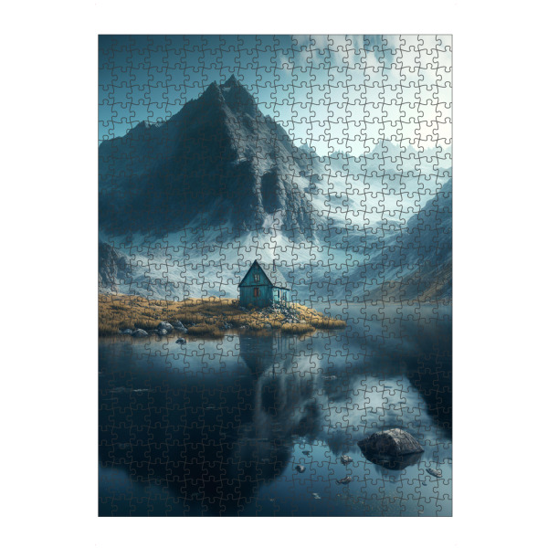 Puzzle Ravensburger "Dream Cabin" artboxONE - Natur,Reise - Ai,Fantasy,Landscape,Landschaften,Natur,Berge,Mountains,Lake,See,Winter - Bild ai