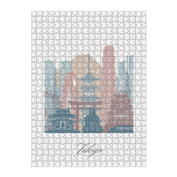 artboxONE Puzzle "Tokio-Skyline in Erdtönen" artboxONE - Städte,Reise,Architektur,Städte / Tokio,Kartografie