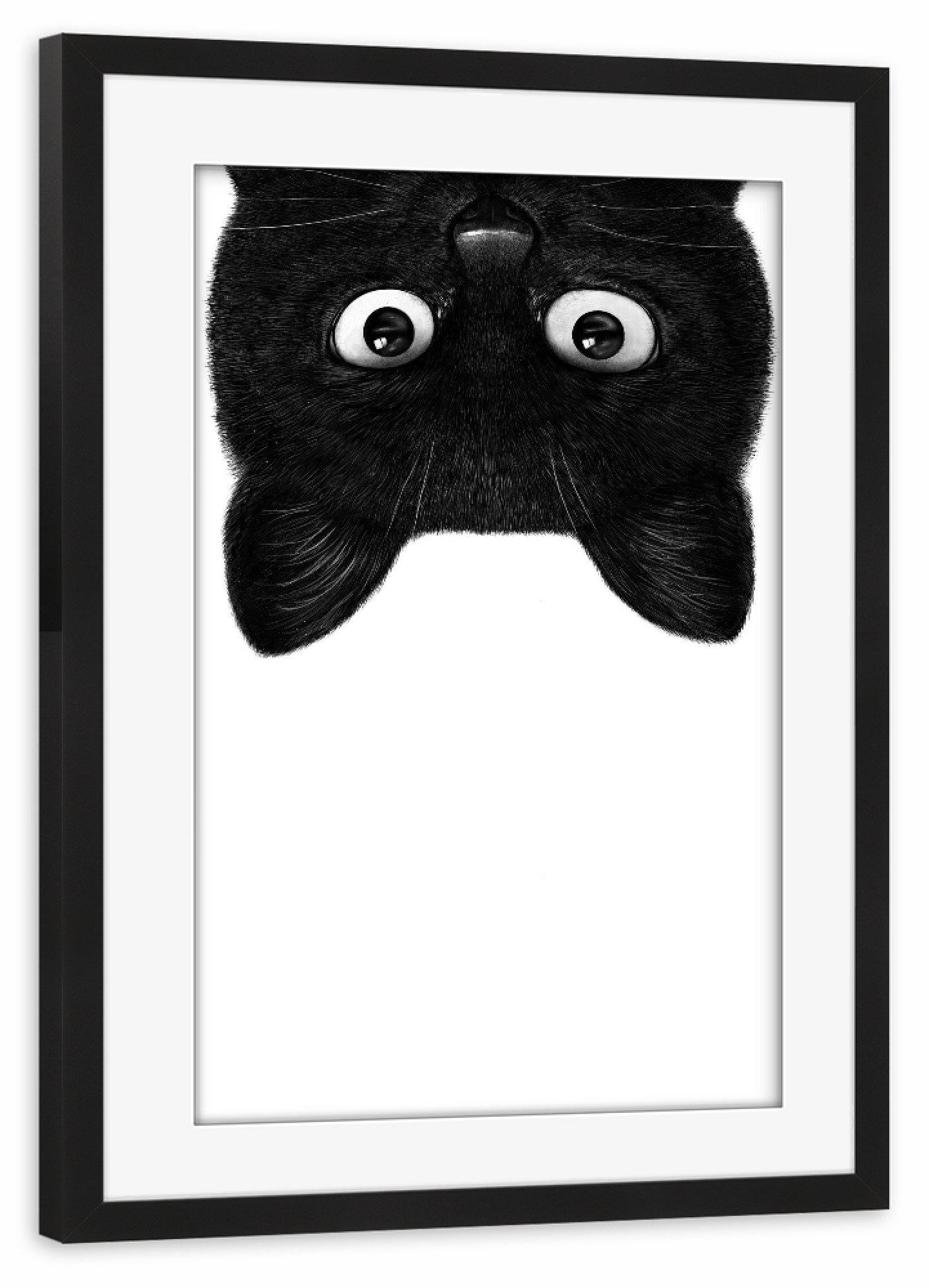 Poster mit Rahmen schwarz "Peeping black cat" artboxONE - Natur,Für Kinder,Tiere,Für Mama,Lustig