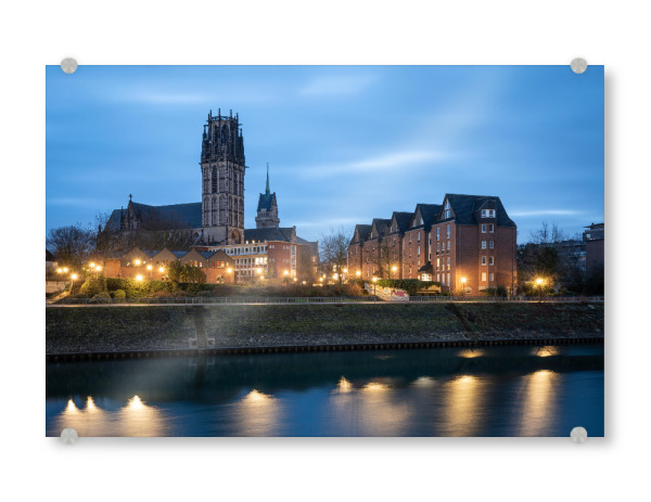 Acrylglasbild "Duisburg at Night" artboxONE - Städte,Architektur - Innenhafen,Duisburger alter hafen,Alte stadtkirche,Nordrhein westfalen,Blaue stunde