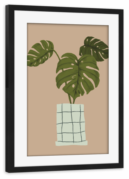 Poster mit Rahmen schwarz "Botanic home - plant second" artboxONE - Natur,Floral,Abstrakt