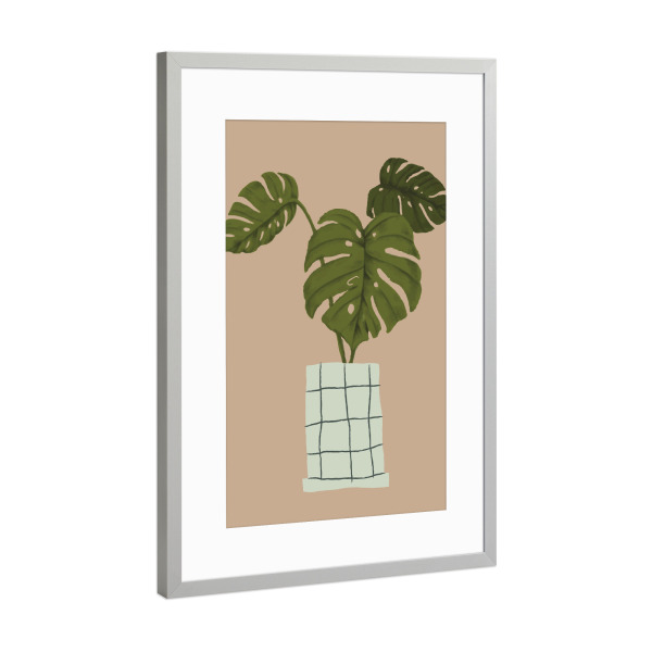 Poster mit Rahmen Silber "Botanic home - plant second" artboxONE - Natur,Floral,Abstrakt