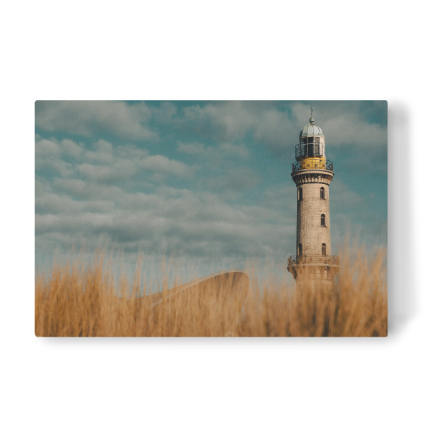 Leinwandbild "Leuchtturm und Teepott Warnemünde" artboxONE - Reise,Architektur,Reise / Strand und Meer