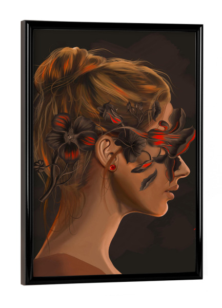 Poster mit schwarzem Rahmen "Nemesis" artboxONE - Floral,Menschen - Streetart,Frau,Blumen,Floral,Illustration,Collage,Mixed-media,Feminismus