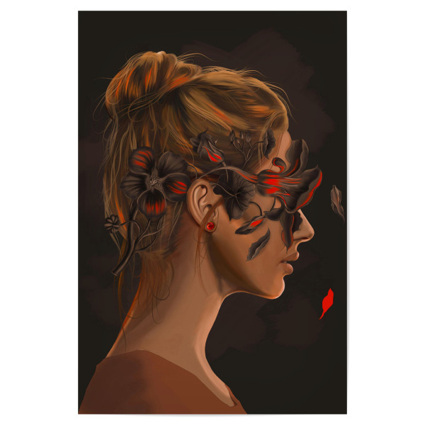 Poster 30x20 cm "Nemesis" artboxONE - Floral,Menschen - Streetart,Frau,Blumen,Floral,Illustration,Collage,Mixed-media,Feminismus