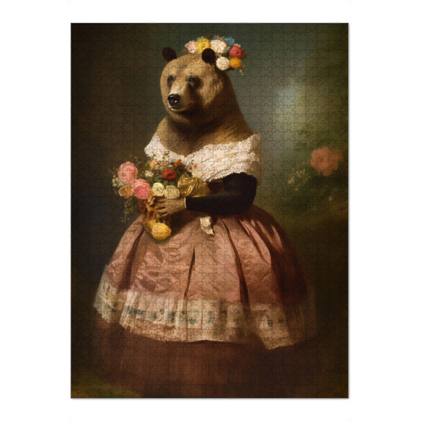 Puzzle Ravensburger "Lady Bär mit Blumen" artboxONE - Floral,Tiere