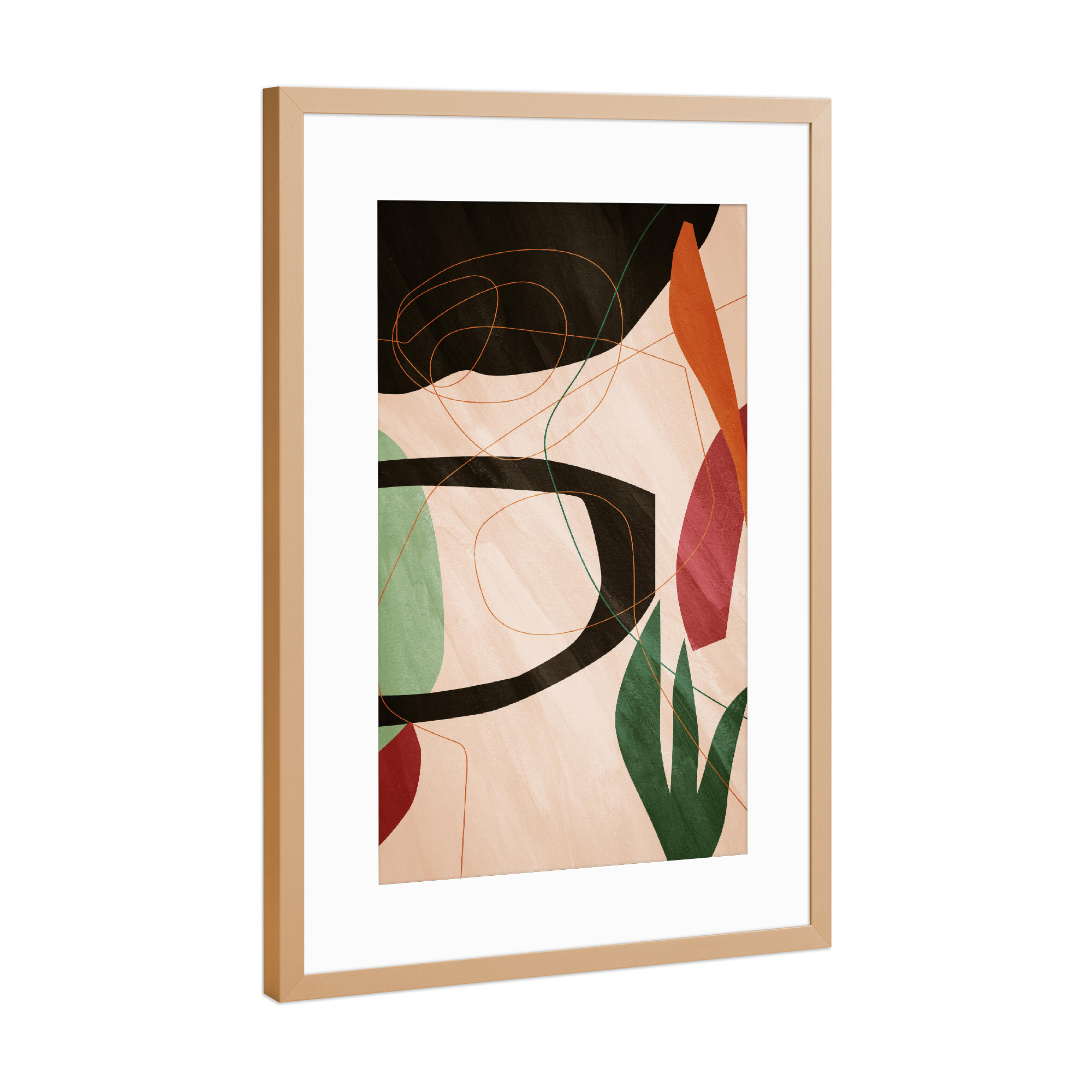 Poster mit Rahmen Kupfer "Frühling und Formen" artboxONE - Floral,Abstrakt,Geometrie