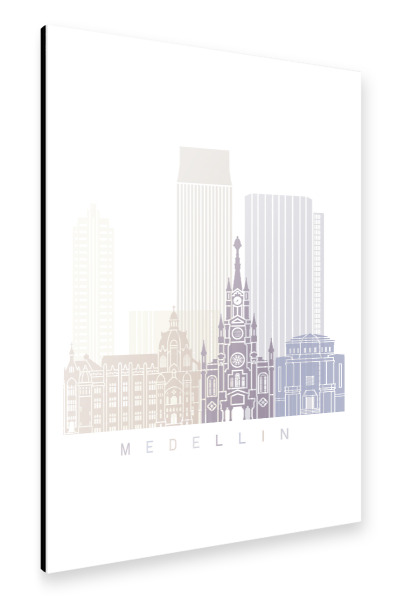 Alu-Dibond "MEDELLIN SKYLINE PASTELL" 30x20 cm artboxONE
