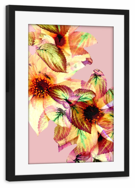 Poster mit Rahmen schwarz "Flower-Power-Kunst" artboxONE - Floral