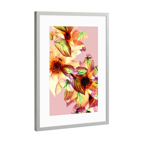 Poster mit Rahmen Silber "Flower-Power-Kunst" artboxONE - Floral