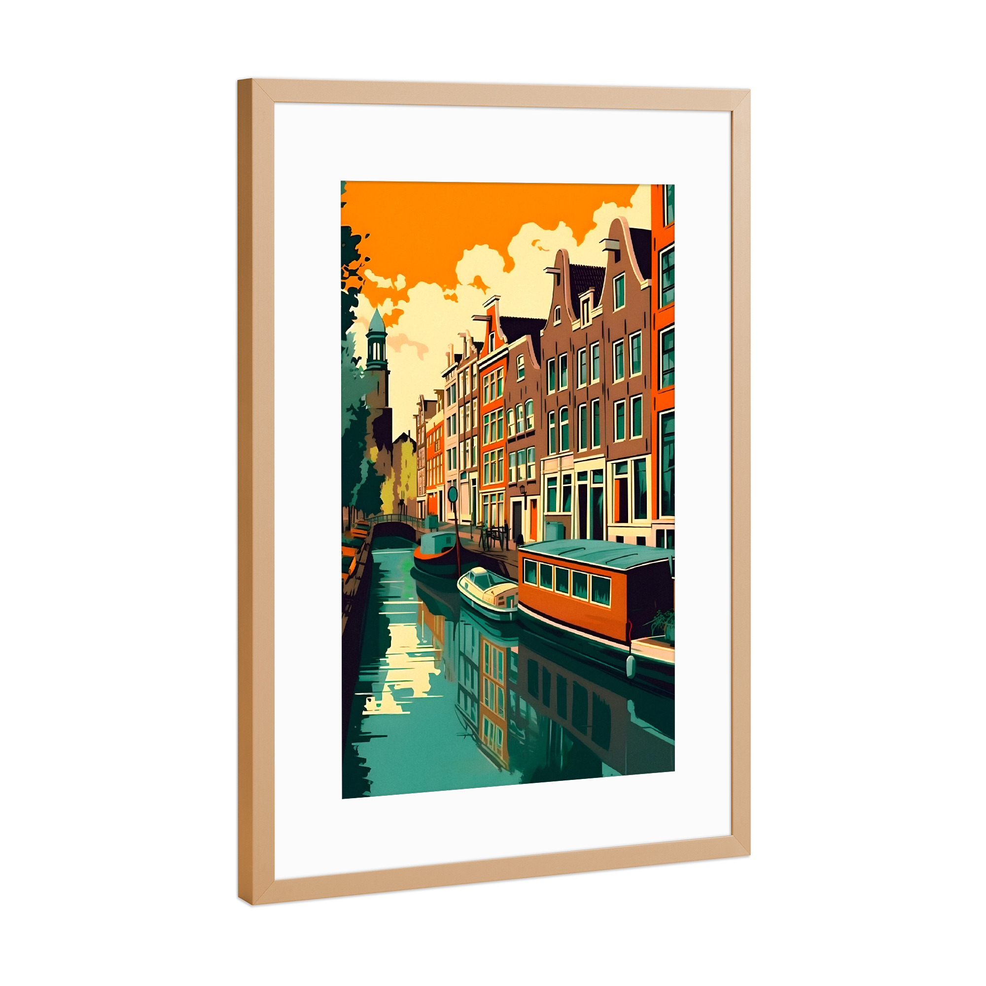 Poster mit Rahmen Kupfer "Amsterdamer Reisekunst" artboxONE - Reise,Abstrakt,Städte / Amsterdam