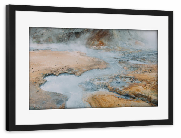Poster mit Rahmen schwarz "Geothermalgebiet Krysuvik" artboxONE - Natur,Reise,Reise / Länder