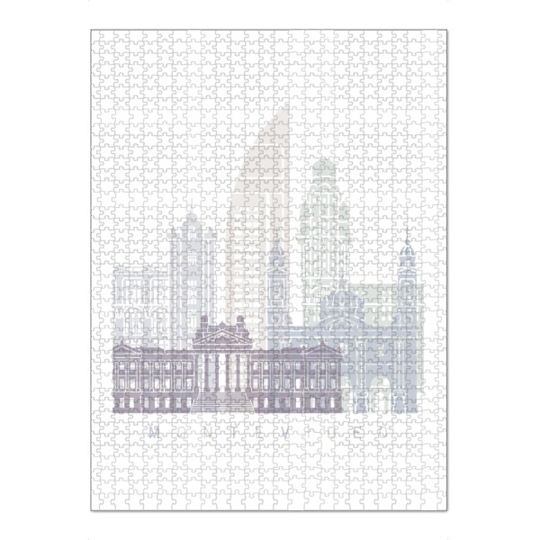 Puzzle Ravensburger "MONTEVIDEO SKYLINE PASTELL" artboxONE - Städte,Architektur