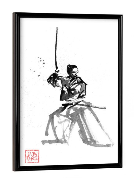 Poster mit schwarzem Rahmen "Samurai im Garde neu" artboxONE - Menschen,Reise / Asien,Männer - Sumie,Japan,Samurai,Krieger,Kämpfer