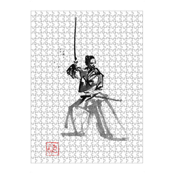 Puzzle Ravensburger "Samurai im Garde neu" artboxONE - Menschen,Reise / Asien,Männer - Sumie,Japan,Samurai,Krieger,Kämpfer - Bild sumie