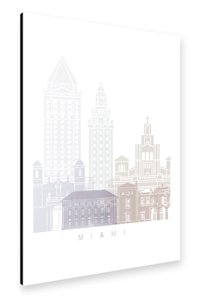 Alu-Dibond "MIAMI SKYLINE PASTELL" 30x20 cm artboxONE