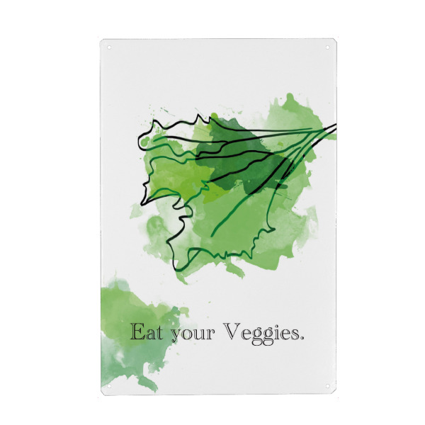 Holzbild "Iss dein Gemüse - Aquarell" artboxONE - Essen & Trinken - Gemüse,Salat,Grün,Illustration,Aquarell,Küche,Kochen