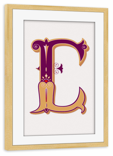 Poster mit Rahmen kiefer "Monogramm mit Anfangsbuchstabe E" artboxONE - Typografie,Geometrie,Buchstaben / E
