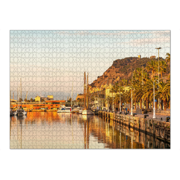 Puzzle Ravensburger "Hafen, Segelschiffe, Gebäude" artboxONE - Reise,Architektur,Reise / Länder,Städte / Barcelona