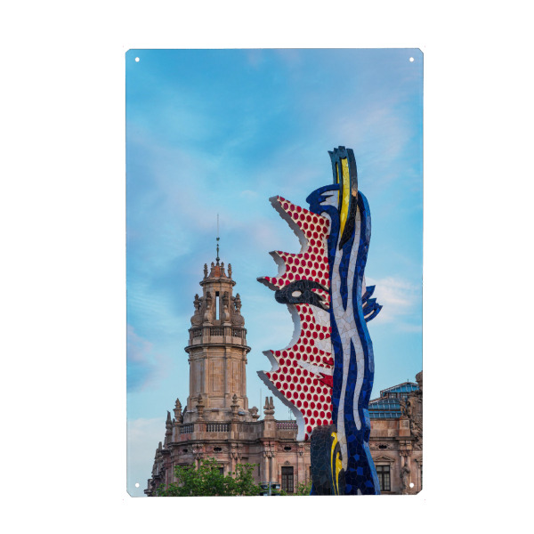 Metall Poster "Skulptur, Turm, Himmel" artboxONE - Reise,Architektur,Reise / Länder,Städte / Barcelona