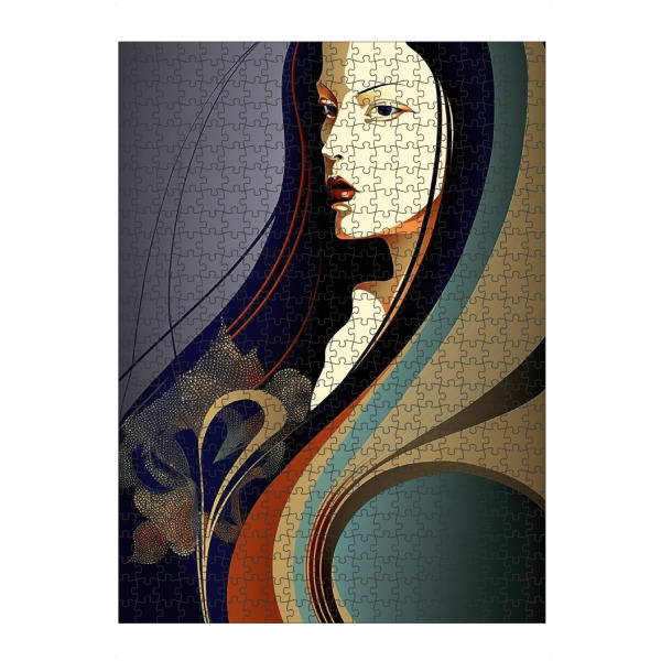artboxONE Puzzle "Porträt einer Frauen" artboxONE - Abstrakt,Menschen - Frau,Porträt,Lange haar,Elegant,Abstrakt,Art deco,Model - Bild frau