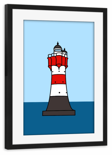 Poster mit Rahmen schwarz "Leuchtturm Roter Sand Wangerooge" artboxONE - Reise,Architektur,Reise / Strand und Meer,Liebe
