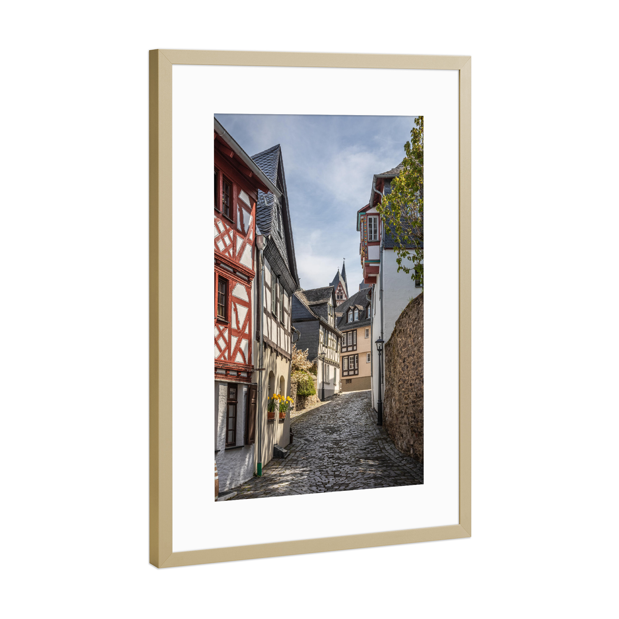 Poster mit Rahmen Gold "Limburger Altstadt" artboxONE - Städte,Reise,Architektur