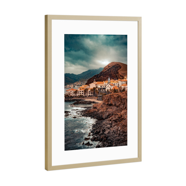 Poster mit Rahmen Gold "Machico - Madeira" artboxONE - Reise,Architektur,Reise / Länder