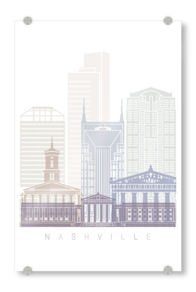 Acrylglasbild "NASHVILLE SKYLINE PASTELL" artboxONE - Städte,Architektur - Skyline,Denkmäler,Stadt,Tourismus,Wandgemälde,Pastellfarben,Turm,Städte