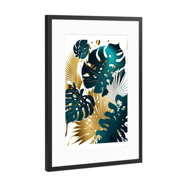 Poster mit Rahmen Schwarz (Metallic) "Klag der Blätter" artboxONE - Natur,Floral,Abstrakt