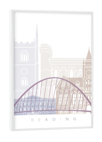Poster mit weißem Rahmen "SKYLINE PASTELL LESEN" artboxONE - Städte,Architektur