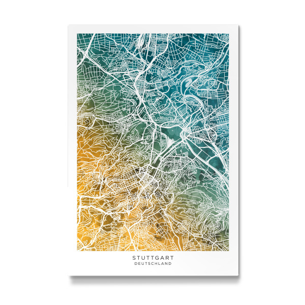 Galerie-Print "Stuttgart Stadtplan Blaugrün" 30x20 cm artboxONE