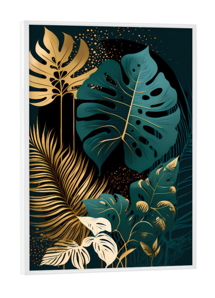 Poster mit weißem Rahmen "Blattsinfonie" artboxONE - Natur,Floral,Abstrakt