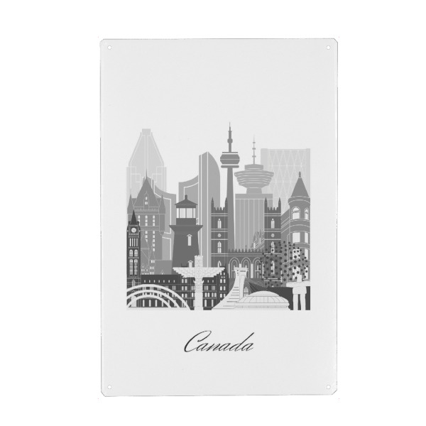 Metall Poster "Kanada-Skyline sw" artboxONE - Städte,Reise,Architektur,Kartografie