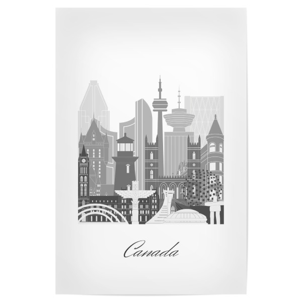 Poster 30x20 cm "Kanada-Skyline sw" artboxONE - Städte,Reise,Architektur,Kartografie