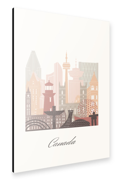 Alu-Dibond "Kanada-Skyline im Terrakotta-Stil" 30x20 cm artboxONE