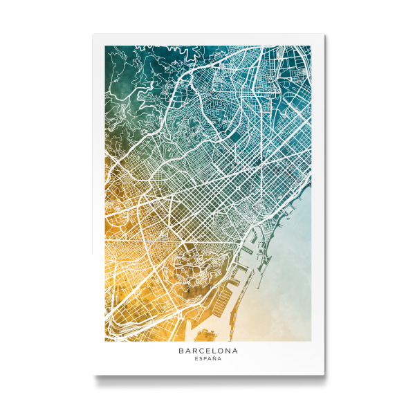 Galerie-Print "Stadtplan von Barcelona Blaugrün" 30x20 cm artboxONE