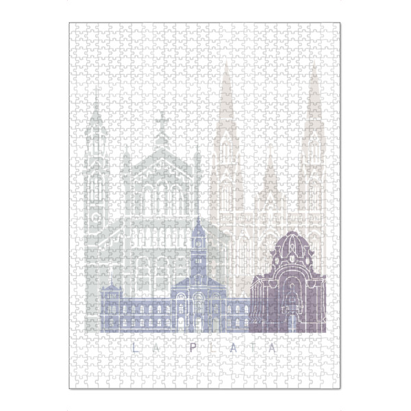 Puzzle Ravensburger "LA PLATA SKYLINE PASTELL" artboxONE - Städte,Architektur