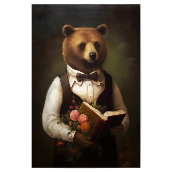Poster "Bär mit einem Buch" artboxONE - Tiere
