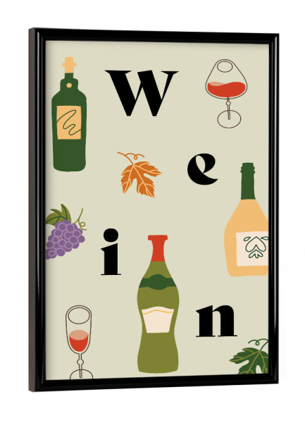 Poster mit schwarzem Rahmen "Wein Motiv" artboxONE - Typografie,Essen & Trinken,Essen & Trinken / Alkohol