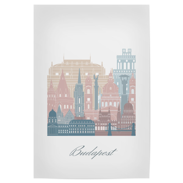 Poster 30x20 cm "Budapester Skyline in Erdtönen" artboxONE - Städte,Reise,Architektur,Städte / Budapest,Kartografie