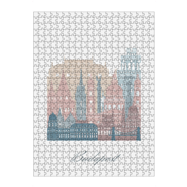 Puzzle Ravensburger "Budapester Skyline in Erdtönen" artboxONE - Städte,Reise,Architektur,Städte / Budapest,Kartografie