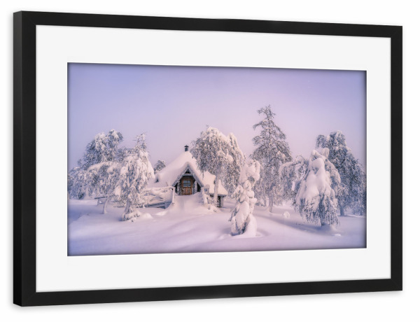 Poster mit Rahmen schwarz "Väterchen Frosts Hütte" artboxONE - Natur,Reise