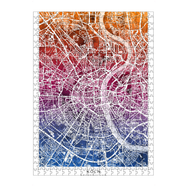 Puzzle Ravensburger "Köln Stadtplan Mischung" artboxONE - Städte - Köln,Deutschland,Stadtkarte,Karte,Aquarell,Malerei,Köln - Bild köln