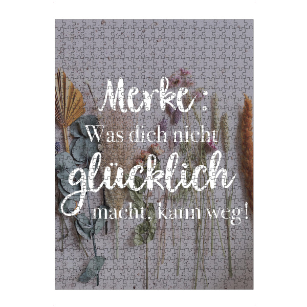 Puzzle Ravensburger "Was dich nicht glücklich macht" artboxONE - Typografie,Floral