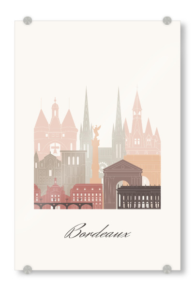 Acrylglasbild "Bordeaux skyline terracotta style" artboxONE - Städte,Reise,Architektur,Kartografie
