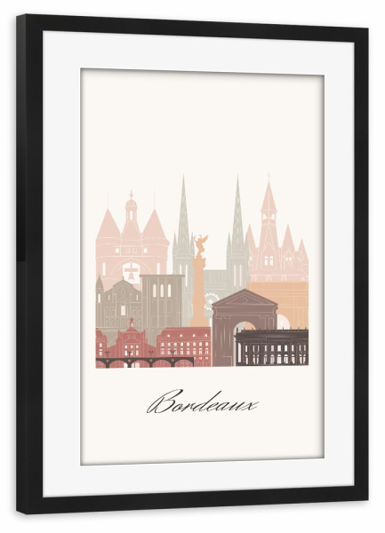 Poster mit Rahmen schwarz "Bordeaux skyline terracotta style" artboxONE - Städte,Reise,Architektur,Kartografie